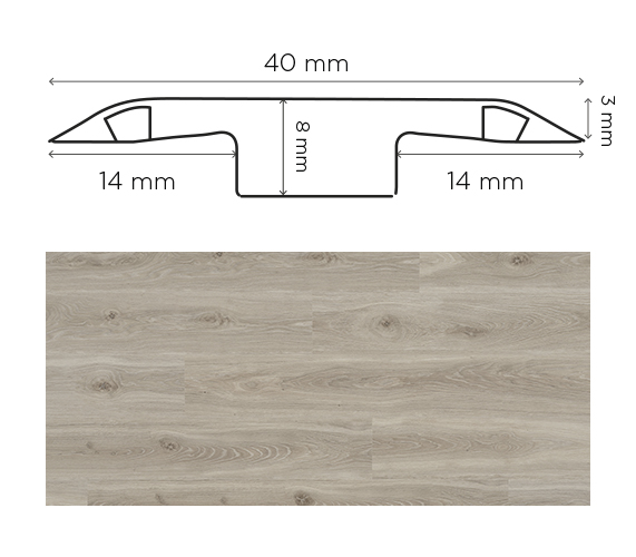 Barre de Jonction Cèdre Blanc pour parquets et stratifiés, garantissant une transition esthétique et discrète.
