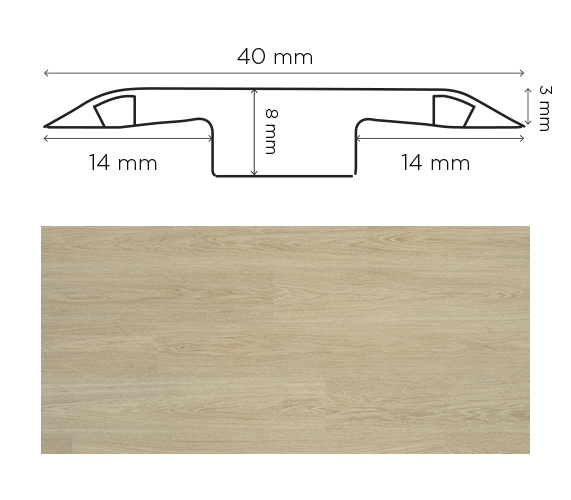 Barre de jonction effet bois Charme pour raccorder parquets et stratifiés
