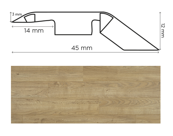 Barre de seuil en bouleau clair pour jonction de parquet et revêtement stratifié
