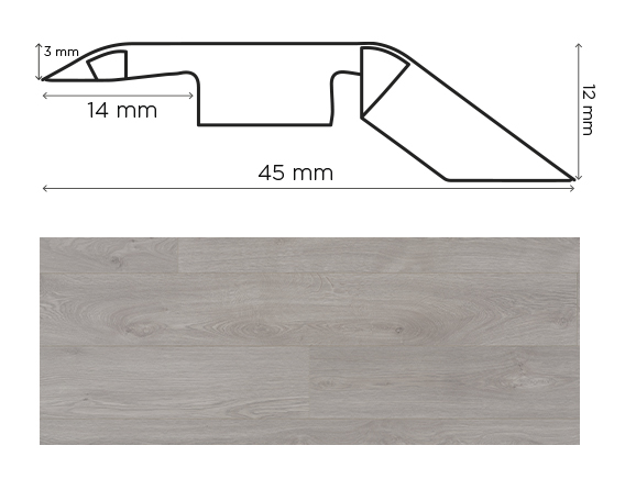 Barre de seuil en hêtre blanc pour parquet ou stratifié, finition bois clair