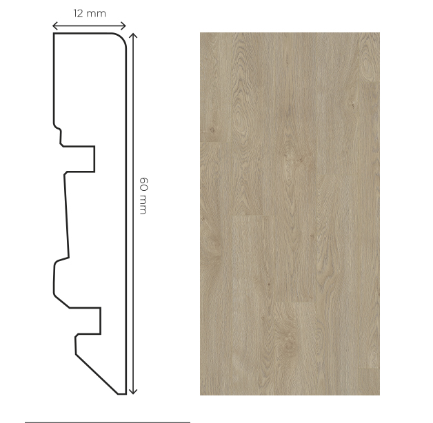 Plinthe Aulne Blanc 60mm pour finition de parquet et protection murale