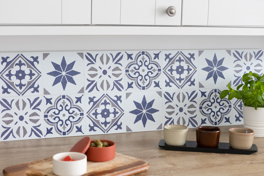Dalles Murales Adhésives Wall Tiles Nadia Bleu 15.25 x 15.25 cm Boite de 6