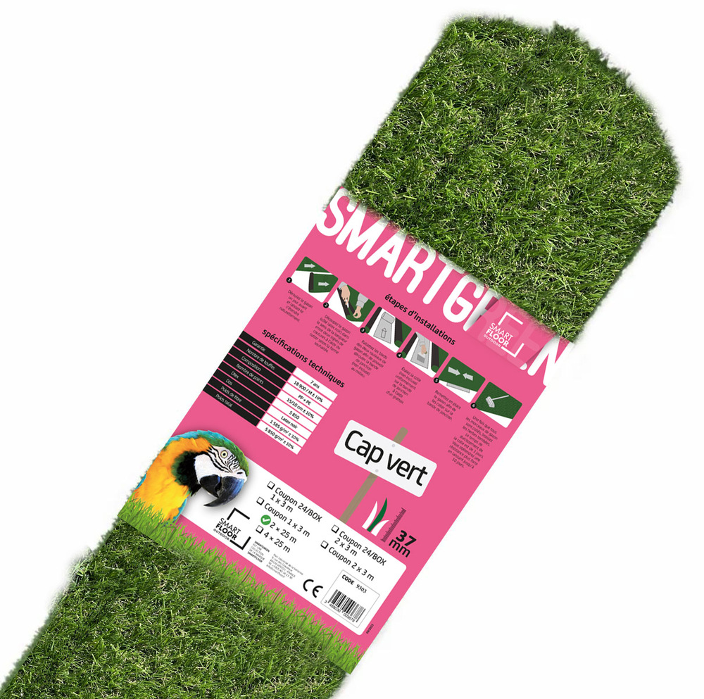 Gazon Synthétique 37 mm Cap Vert à La Coupe