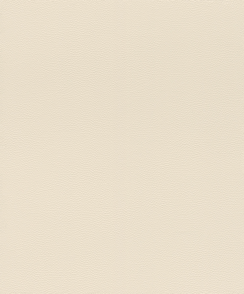 Papier peint vinyle grainé sur intissé uni craquelé effet cuir de couleur crème, avec une texture réaliste