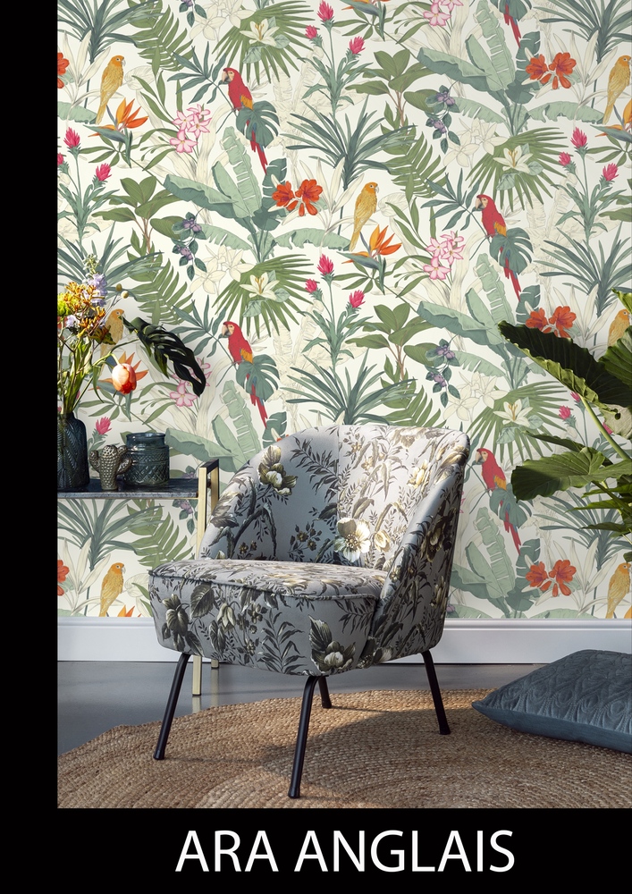 3522 - Papier Peint Vinyle Grainé sur Intissé Motif Ara Anglais Blanc