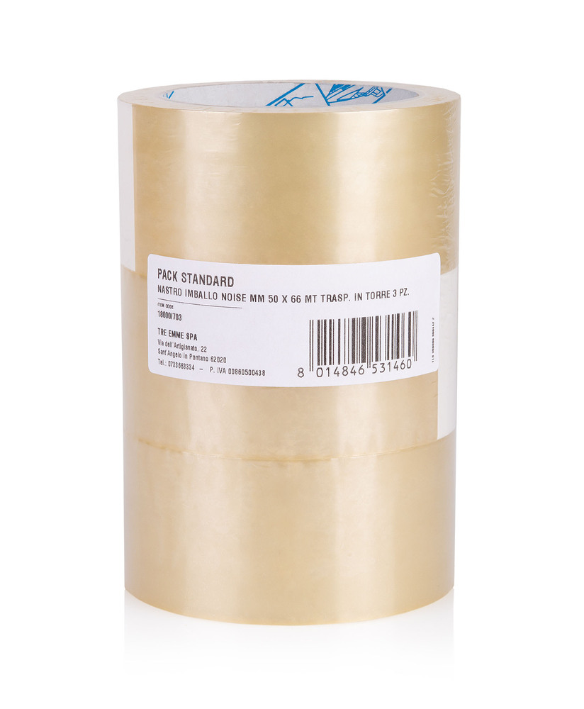 Ruban Adhésif d'Emballage Transparent Standard 50mmx66m Lot 3 Rouleaux