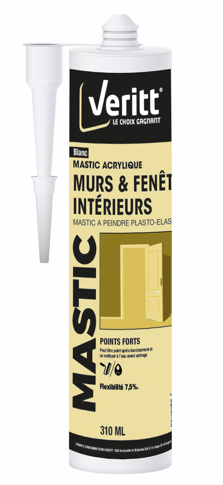 Mastic Acrylique Murs & Fenêtres Intérieurs Veritt Blanc 310ml