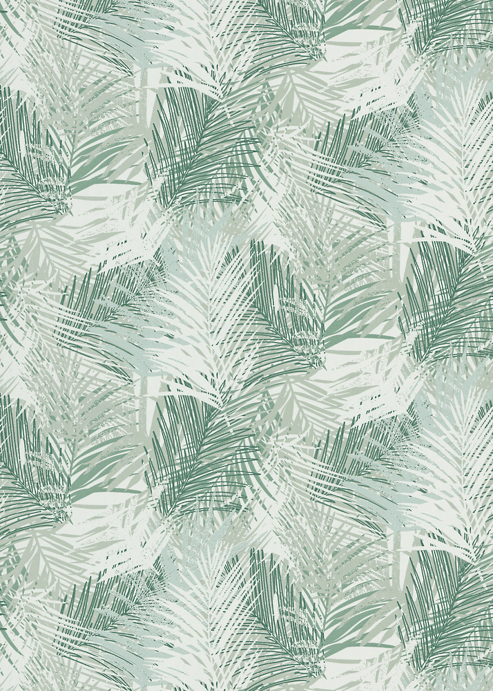 Papier peint vinyle expansé sur intissé à motif feuillage varié vert kaki, créant un décor mural naturel et texturé.
