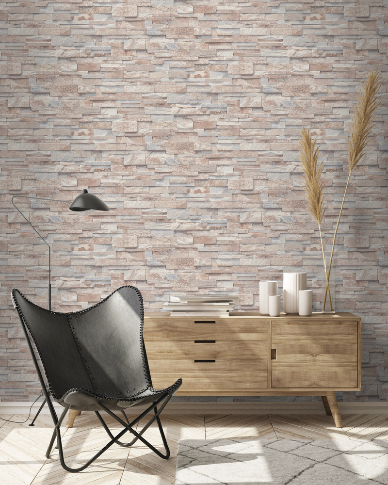 3610 - Papier Peint Vinyle Grainé Sur Intissé Brique Beige