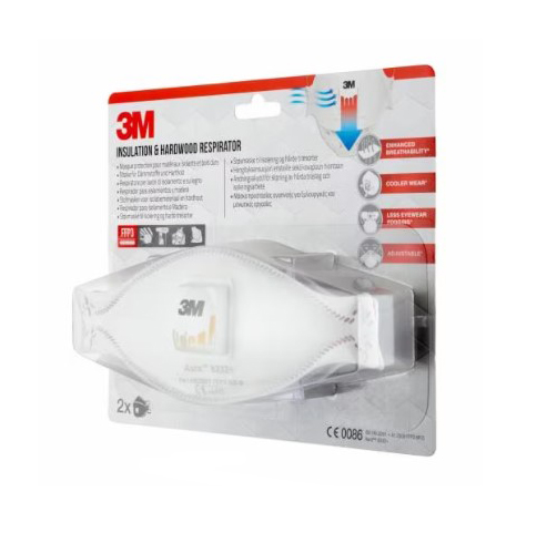 Masques FFP3 Lot de 2 pour matériaux isolants et bois durs avec soupape de protection respiratoire