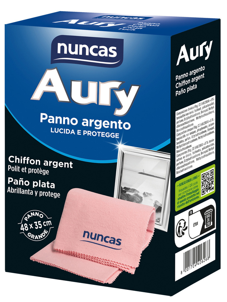 Chiffon Aury pour l'argent et métaux précieux, anti-ternissement, 48 x 35 cm