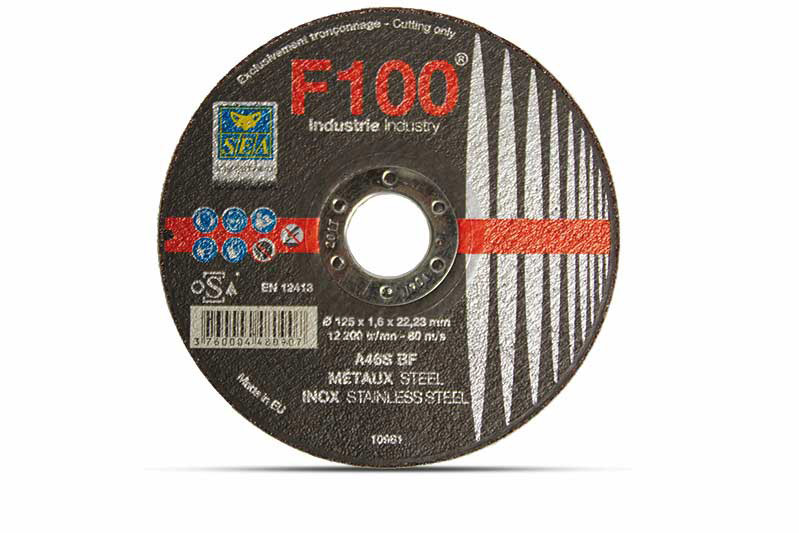 Disques à tronçonner métaux et acier Inox 125x1.6x22.23 mm, lot de 25, pour découpe précise avec meuleuse d'angle.