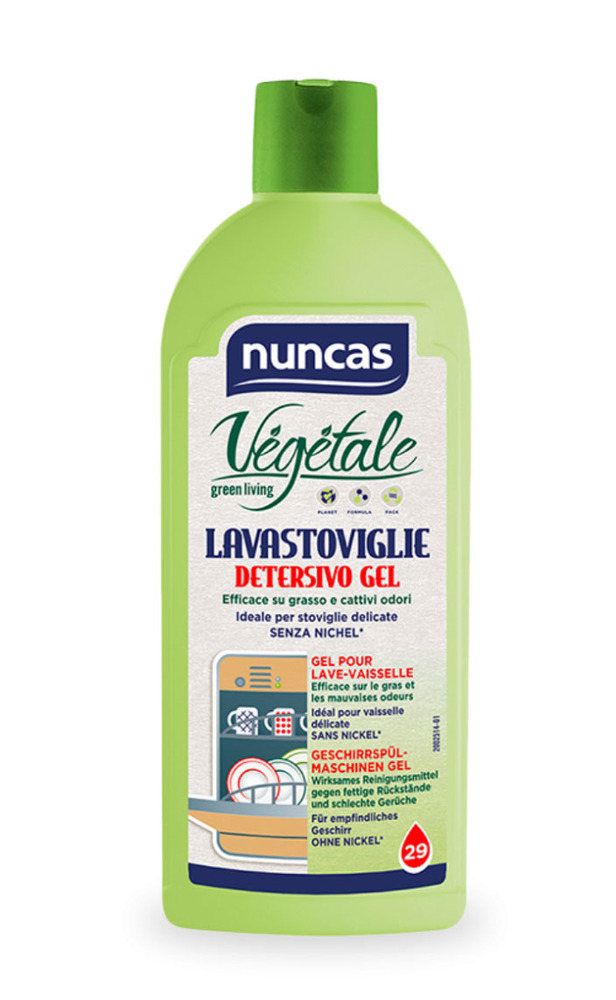Flacon de gel lave-vaisselle végétale 500 ml, formule écologique pour machine.