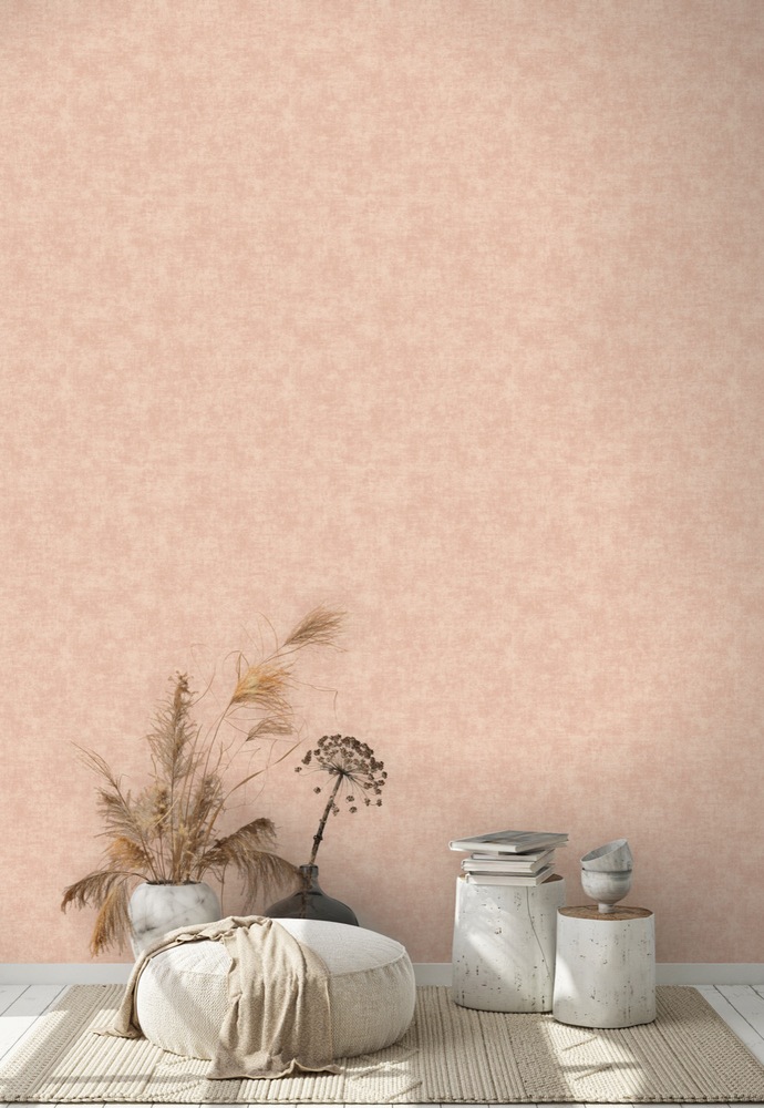 A53710 - Papier Peint Vinyle Grainé Sur Intissé Alba Uni Rose