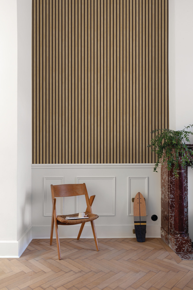 A63602 - Papier Peint Vinyle Grainé Sur Intissé Bois Hermès Chêne Foncé 10.05 x 0.53 m