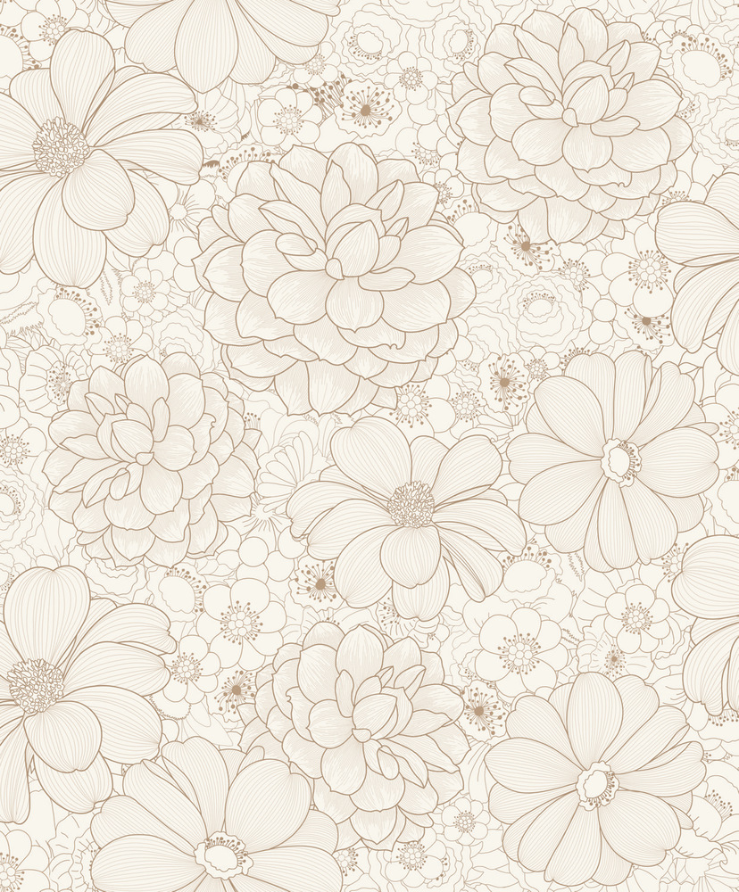 Papier peint vinyle grainé sur intissé Fleur Dorée, motif floral élégant, Collection Best Sélection 2024