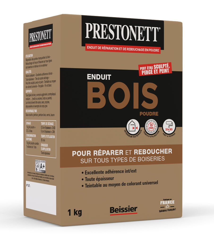 Prestonett Enduit Réparation et Rebouchage du Bois 1kg