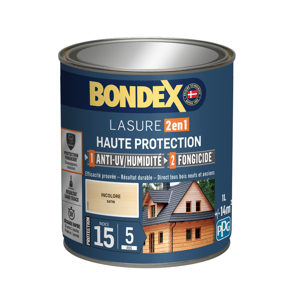 Lasure Haute Protection 2 en 1 Satin 5 Ans 1L