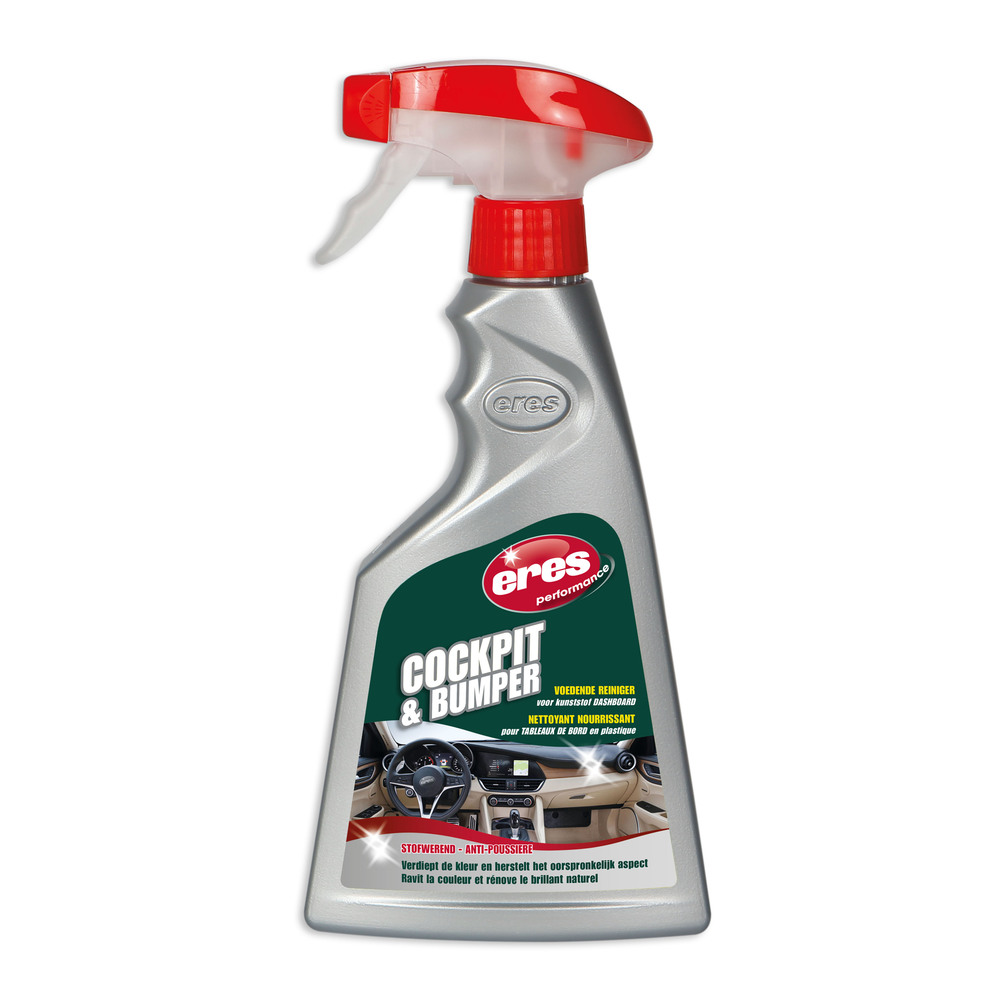 Nettoyant Nourrissant Plastique Spray 500 ml pour l'entretien des surfaces intérieures et extérieures de voiture.