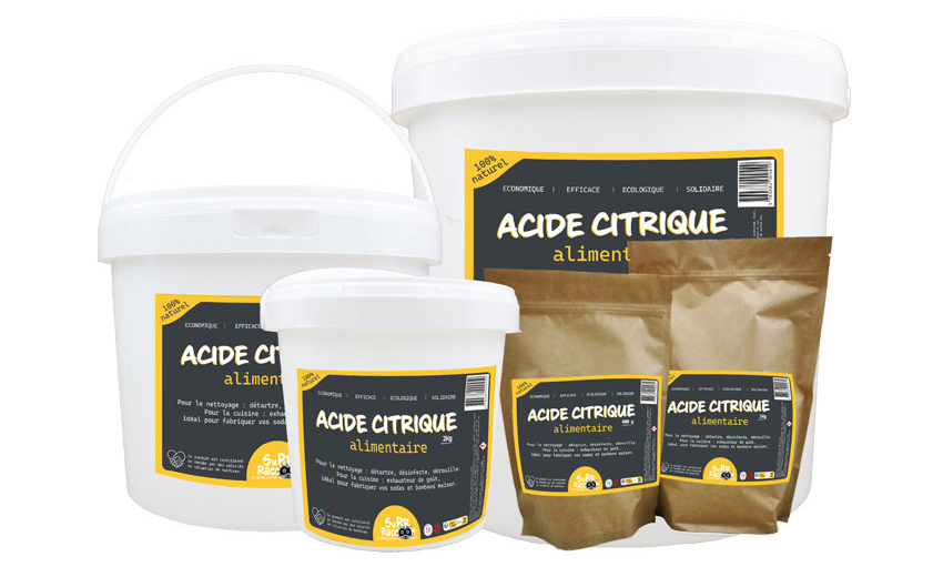 Acide Citrique Alimentaire en poudre cristalline, produit multi-services et détartrant naturel