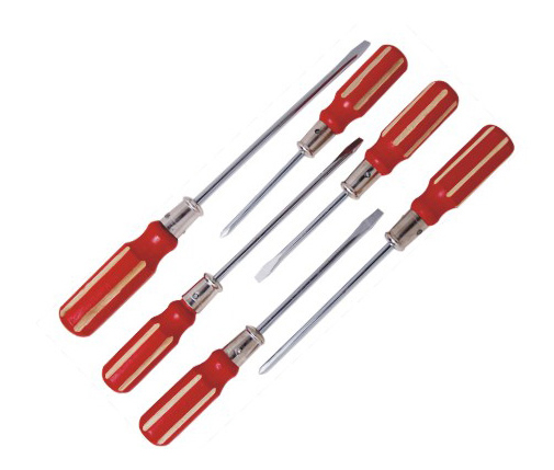 Lot de 6 tournevis avec manches en bois, pointes plates et cruciformes pour travaux de bricolage et bâtiment