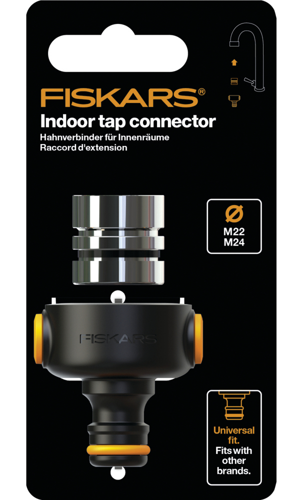 Nez de Robinet Intérieur Confort M22 M24, adaptateur métallique pour raccordement facile d'un tuyau de jardinage.