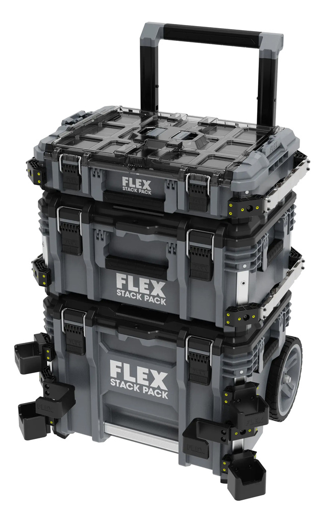 Stack Pack Atelier Mobile, système de coffrets de transport empilables et modulables pour outillage de chantier.