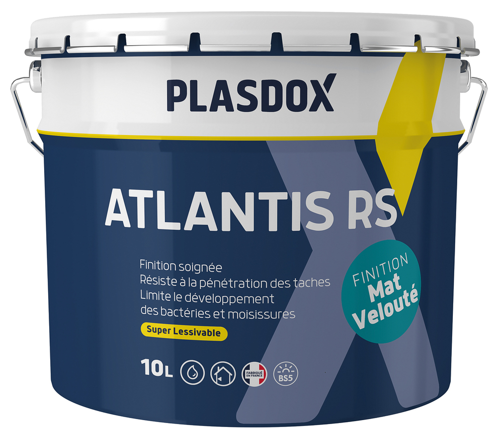 Pot de peinture intérieure Atlantis RS Mat Velouté Blanc Calibré 10L pour murs et plafonds
