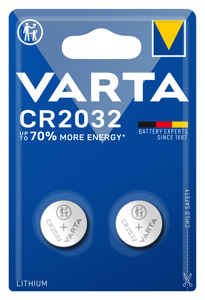 Blister de 2 piles bouton Lithium CR2032 3V