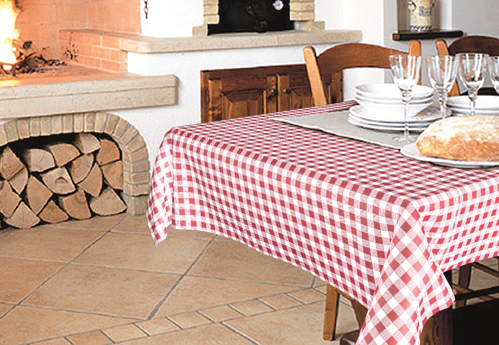 Protège Table Imprimé Normandie Rouge 140 cm x 20 m