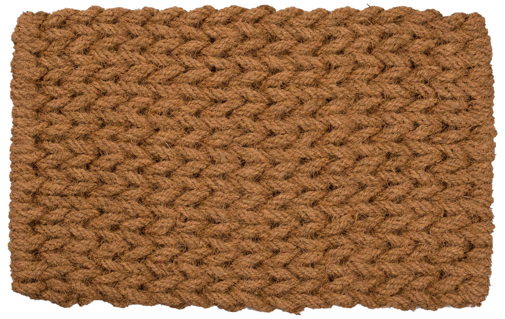 Tapis d'accueil en coco corde tressée 45 x 75 cm de couleur naturelle, idéal pour l'entrée.