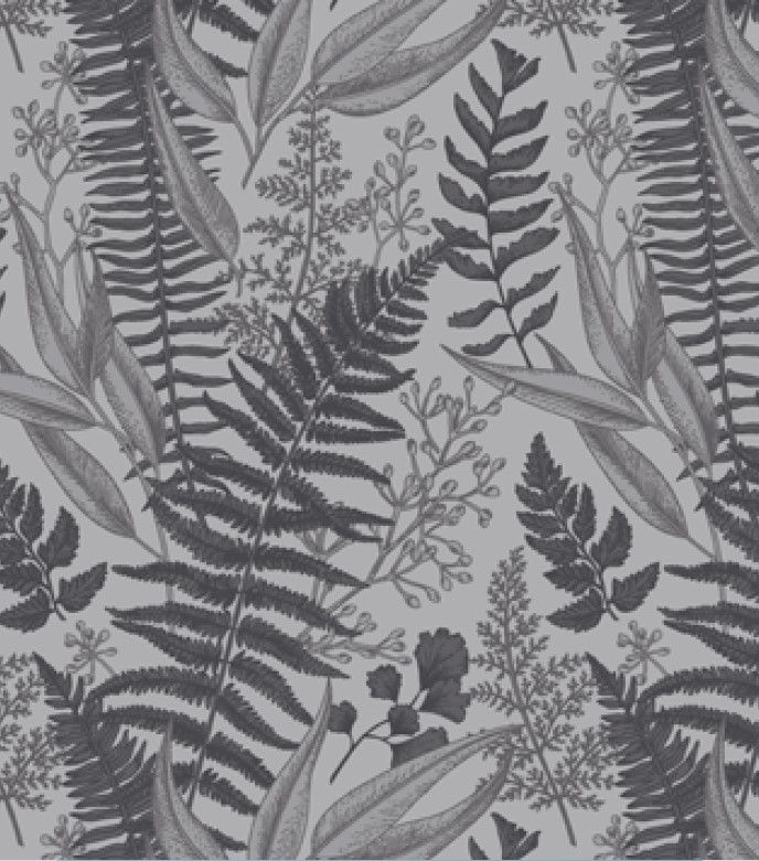 Tapis de passage Forest Leave gris 0.66 x 15 m motif feuillage pour couloir