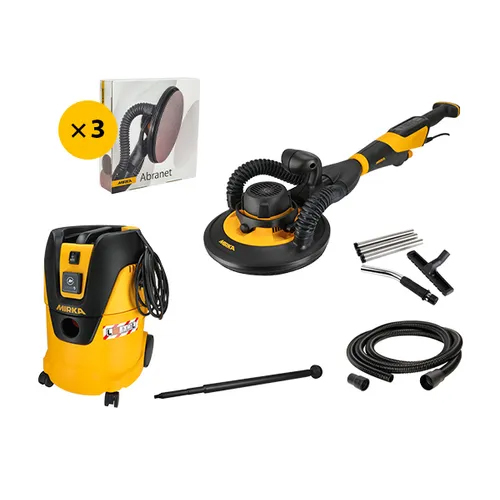 Pack ponceuse grandes surfaces Leros-S Premium 1125L avec accessoires et système d'extraction de poussière