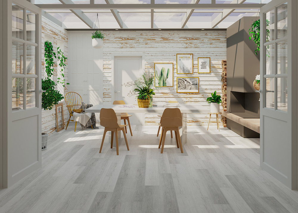 Lame de sol LVT clipsable PS5403 Paris avec sous-couche intégrée, aspect bois clair, résistant et facile d'entretien.