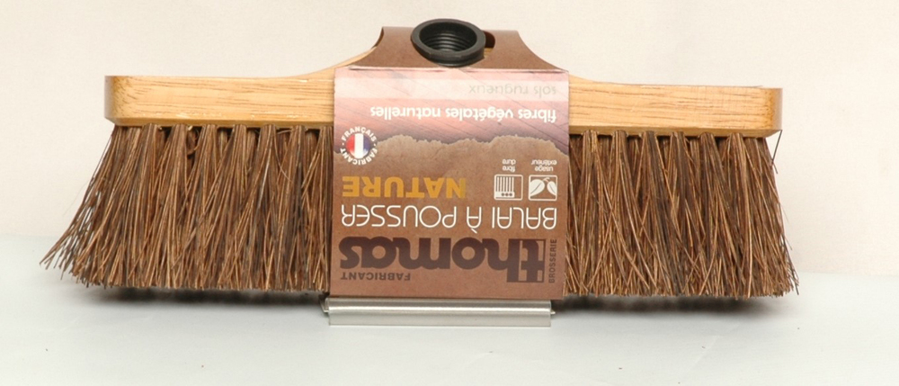 Balai à Pousser Nature 29 cm avec tête en bois et soies naturelles pour un nettoyage efficace.