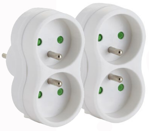 Multiprise 2 x 16 A Blanche Lot de 2