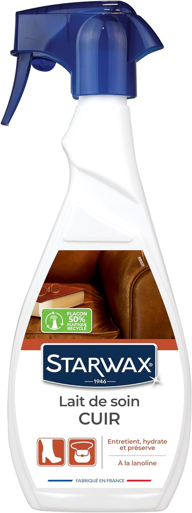 Lait de Soin du Cuir 500 ml, formule nourrissante et imperméabilisante pour l'entretien des cuirs.