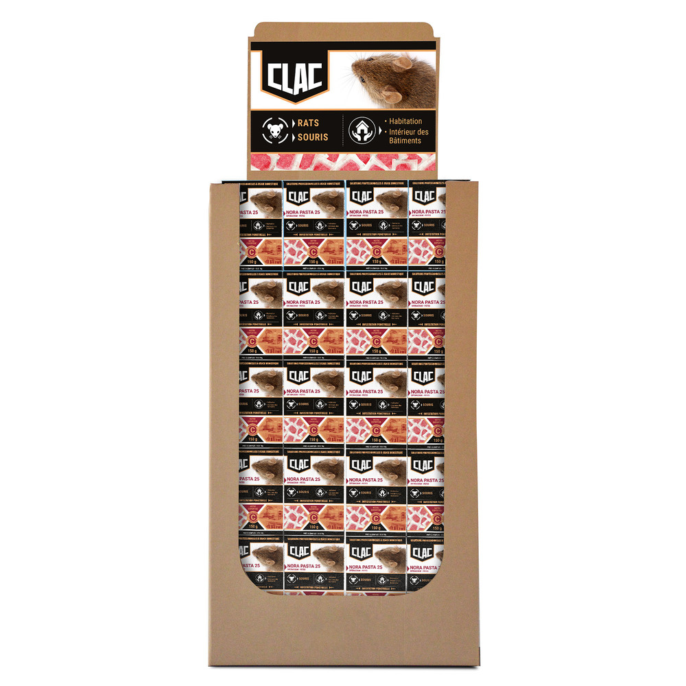 Box 120 Boites - Clac Raticide Pâtes Huilées Rats et Souris 150g TP14