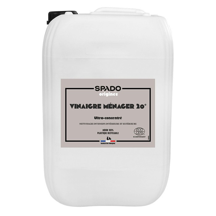 Vinaigre blanc Spado Origines Ultra-Concentré 20° en bidon de 10L pour l'entretien multi-usage