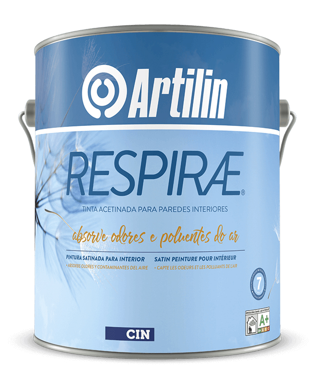 Peinture intérieure Artilin Respirae blanc 4L, finition satinée et veloutée, haute respirabilité pour murs et plafonds.