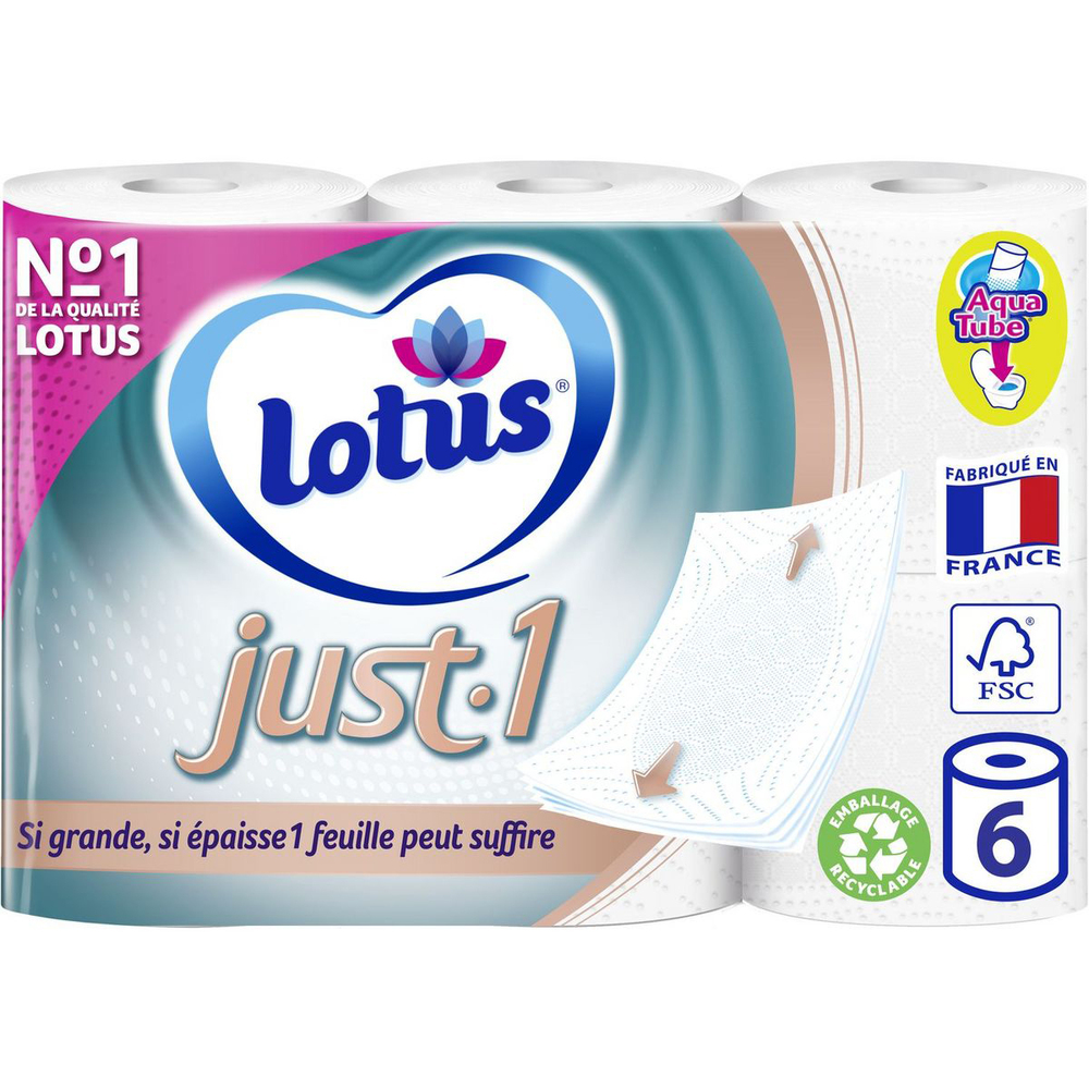 Papier Toilette Epais Just.1 Blanc Paquet de 6 Rouleaux