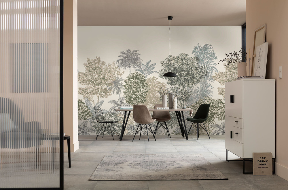Papier peint Panoramique Painted Palms 300 x 250 cm