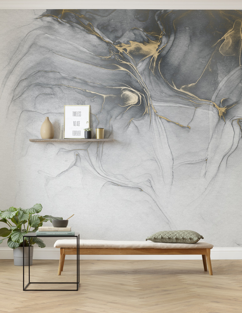 Papier Peint Panoramique Ink Gold Flow 300 x 280 cm