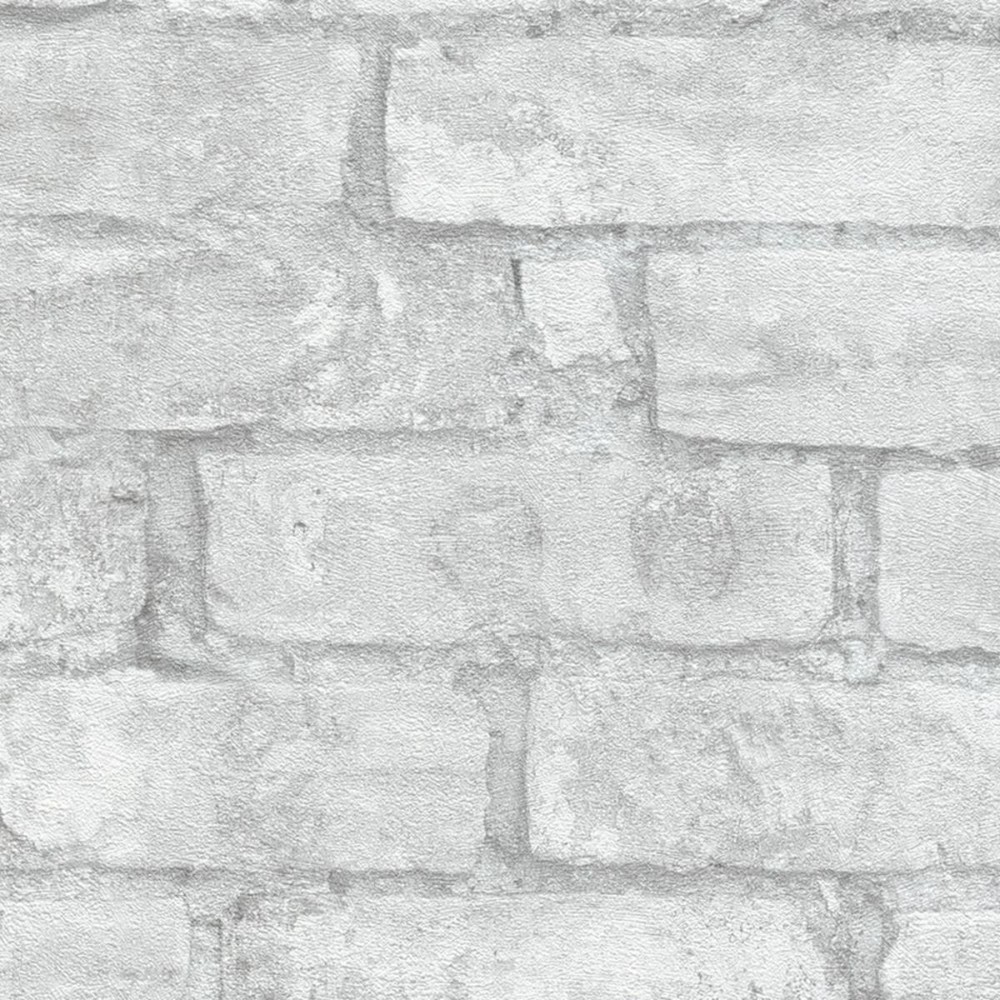 6318-10 - Papier Peint Vinyle Grainé Sur Intissé Briques Blanches 10.05 m x 53 cm