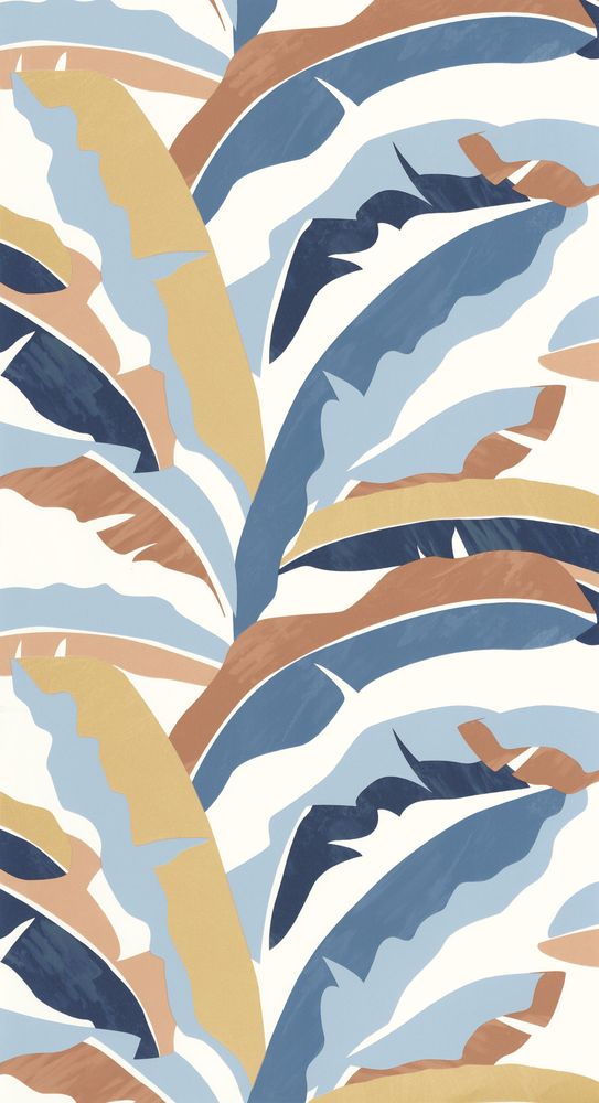 Papier peint vinyle sur intissé Palmes Végétales bleu et camel, pour une ambiance exotique et raffinée.