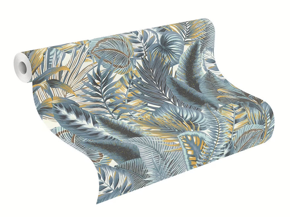 833997 - Papier Peint Vinyle Grainé sur Intissé Tropico Amazonia Bleu
