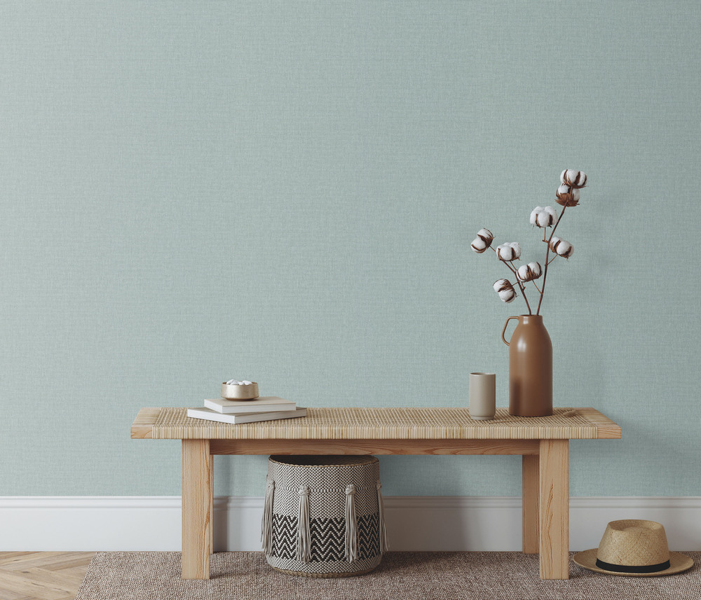 10393-35 - Papier Peint Vinyle Grainé sur Intissé Uni Vert D'Eau