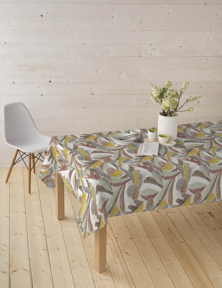Nappe Tissu enduit Karma Terracotta laize nappe 20 m x 140 cm, motif décoratif résistant et facile d'entretien