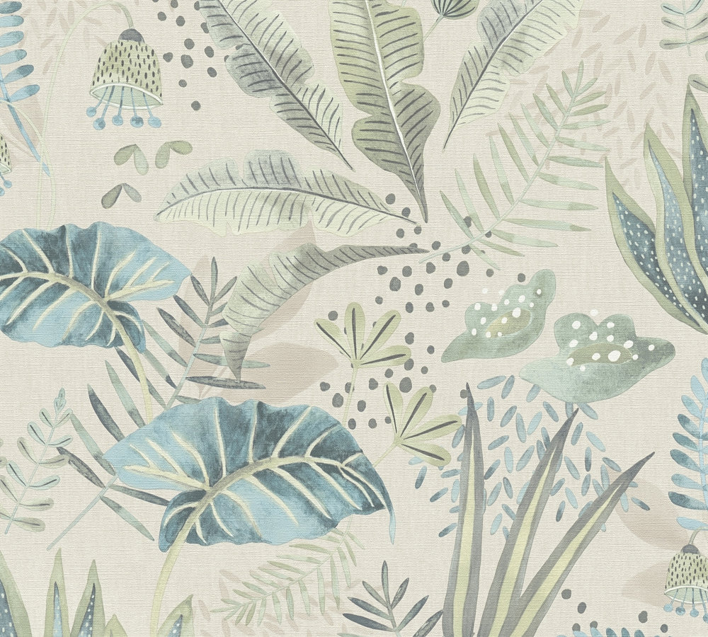 Papier peint vinyle sur intissé Arty Folia vert beige, motif feuillage stylisé, collection Décorama 2026