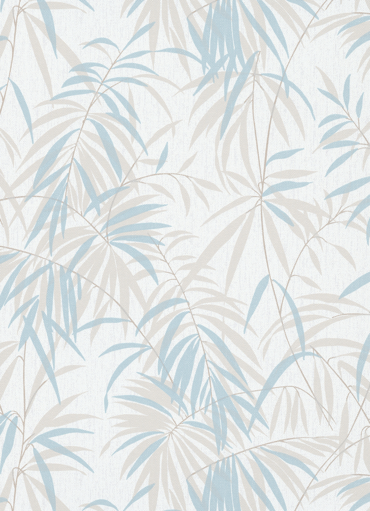Papier peint intissé à motif feuillage bleu beige 10067-18
